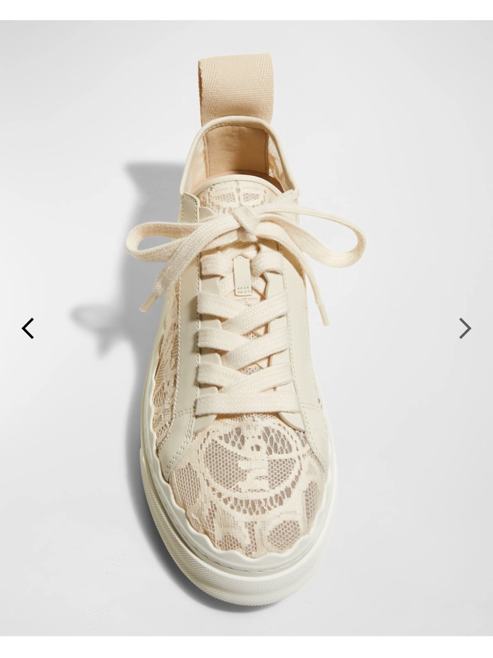 Chloé Cream Lace Low-Top Sneakers